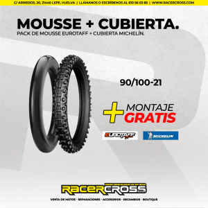 PACK Mouse Eurotaff + Cubierta Michelin 90/100-21
