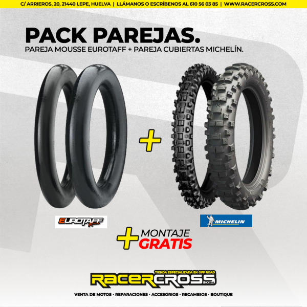 PACK  Pareja Mousse Eurotaff + Pareja Cubiertas Michelin