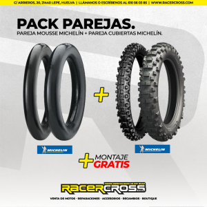 PACK  Pareja Mousse Michelin + Pareja Cubiertas Michelin