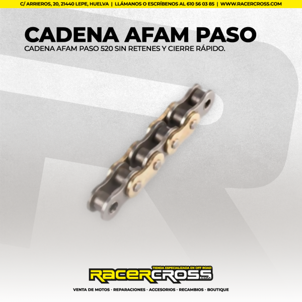 Cadena Afam Paso 520 sin retenes y cierre rápido