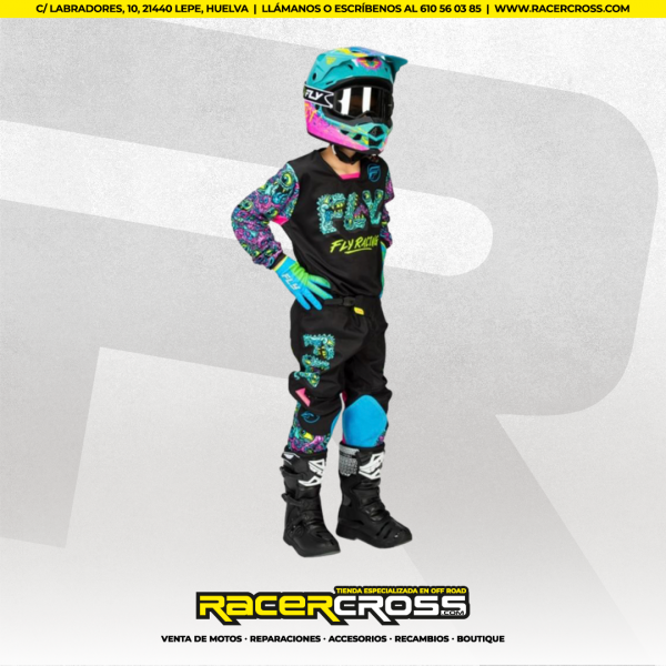 EQUIPACION INFANTIL (PANTALON Y CAMISETA) (NEGRO/MULTI) FLY RACING F-16