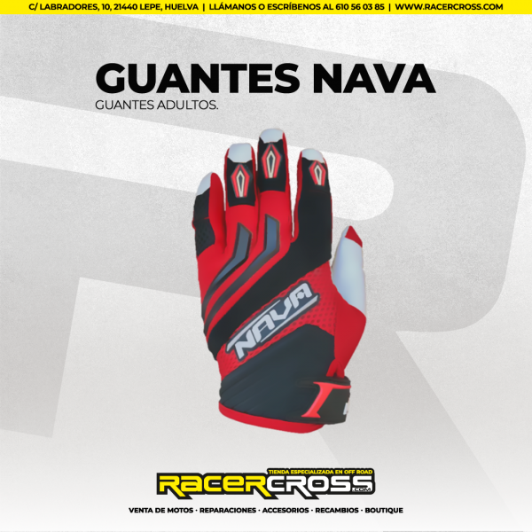 Guantes Nava MX BLACK/WHITE/RED