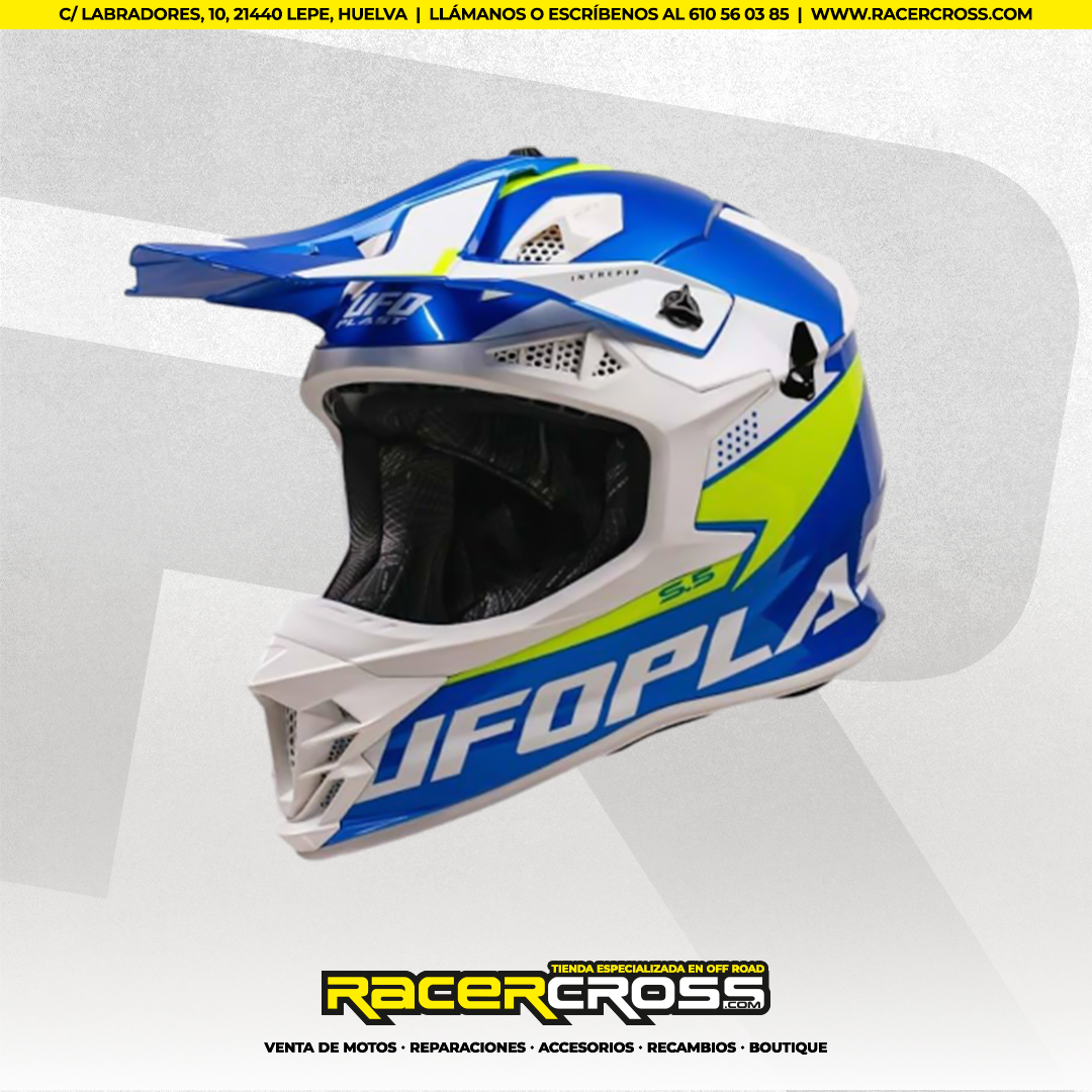 CASCO UFO OFF-ROAD INTREPID (AZUL/BLANCO/FLUOR)