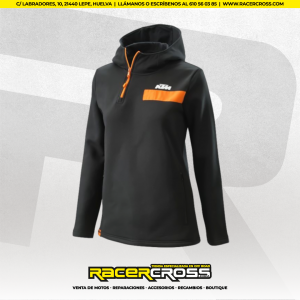 SUDADERA KTM CON CAPUCHA MUJER PURE ZIPP NEGRA  (SOLO S)