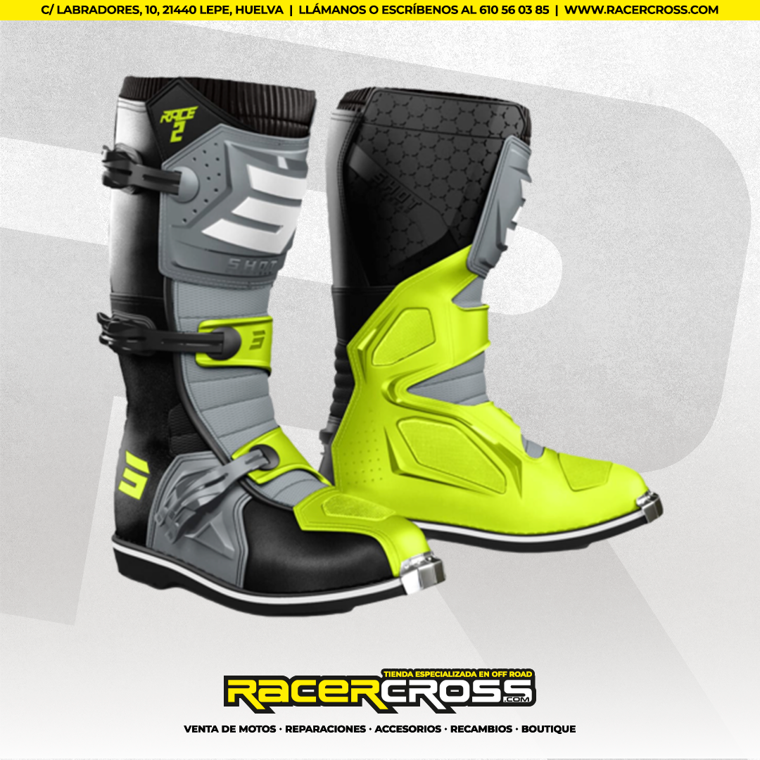 BOTAS SHOT RACE 2 GRIS/NEGRA/FLUOR