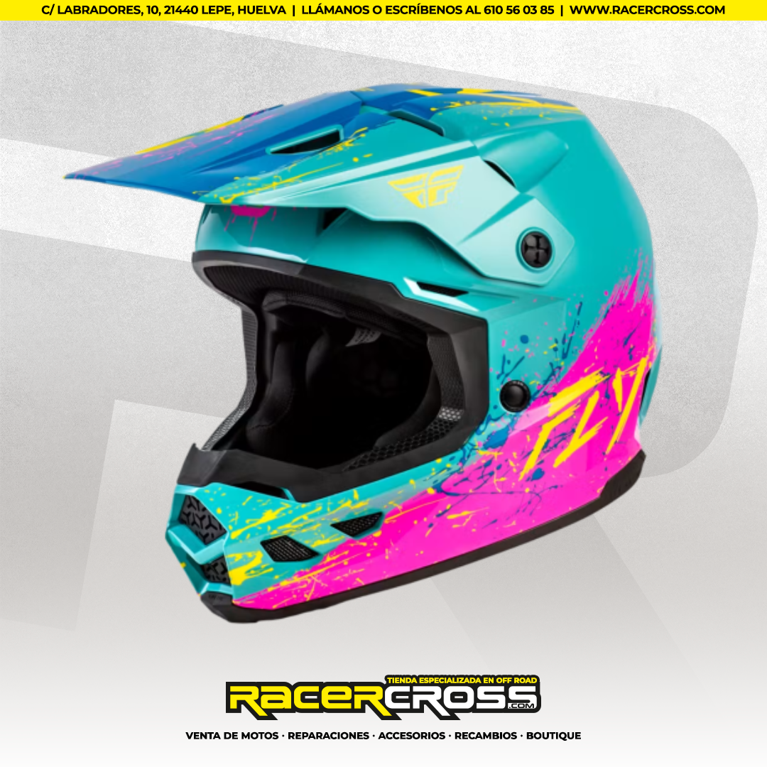 CASCO JUNIOR FLY RACING KINETIC DRIP (VARIOS COLORES)